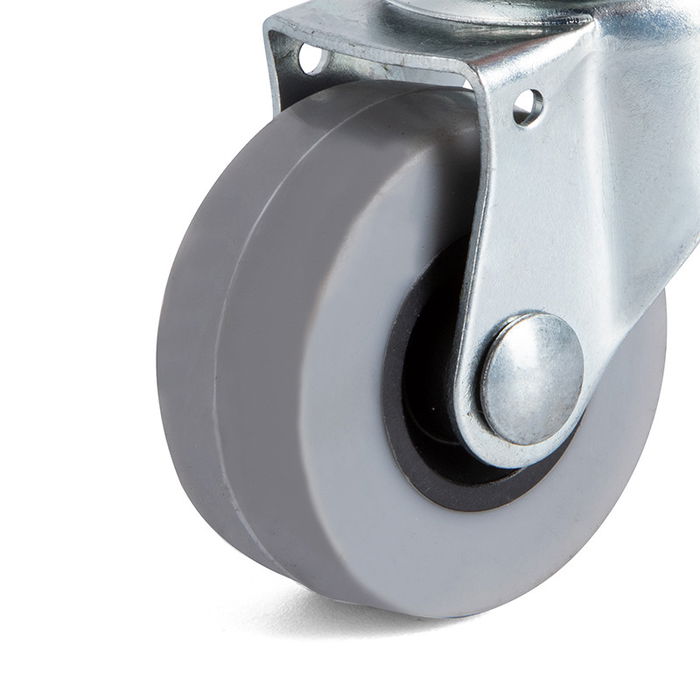 Rueda Giratoria Q&Q Aro de Goma Ø40 TP8 Zincado Sin Antihilo. Carga 20Kgs/Rueda