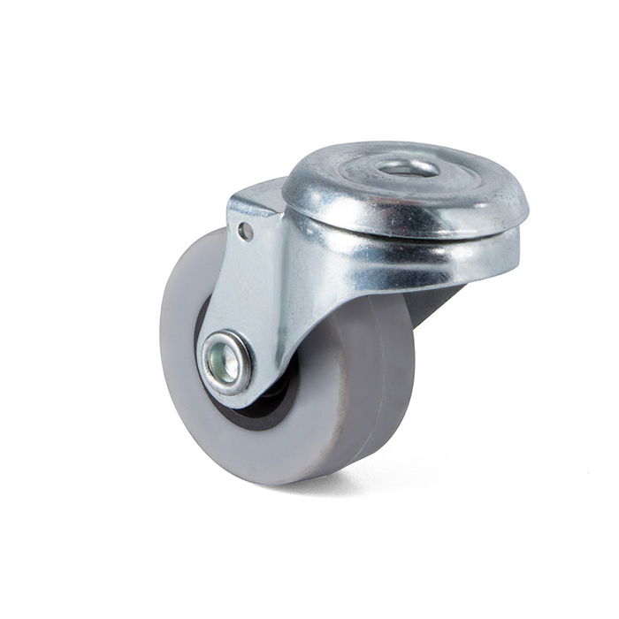 Rueda Giratoria Q&Q Aro de Goma Ø40 TP8 Zincado Sin Antihilo. Carga 20Kgs/Rueda