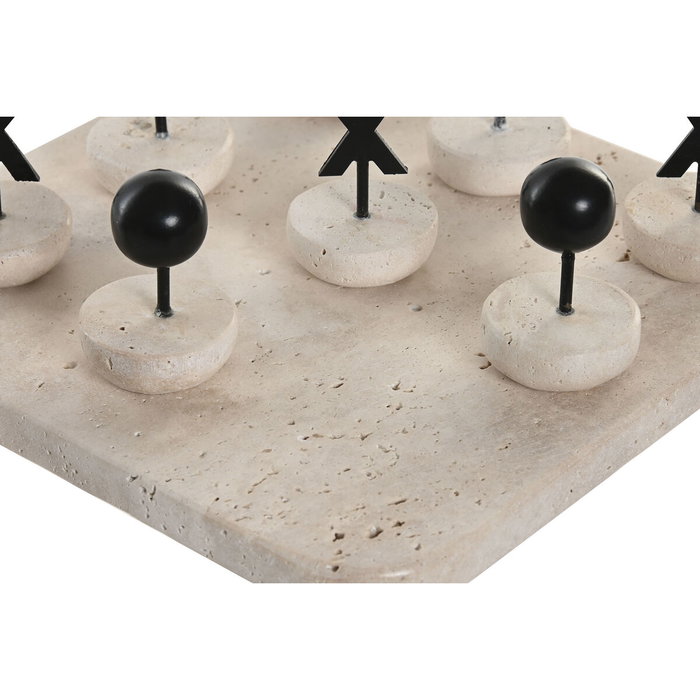 DKD Home Decor Juego de Mesa Mármol y Metal Travertino 20x20x1,8 cm