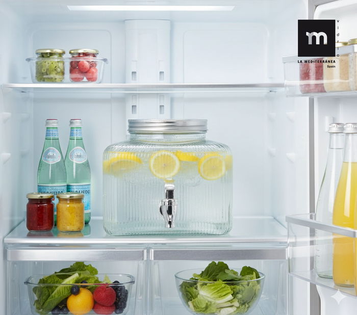 Inde Tarro Dispensador Frigo de Vidrio 7.5 Litros - Capacidad 7.5L, Medidas 23 x 23 x 20.5 cm (4 Unidades)