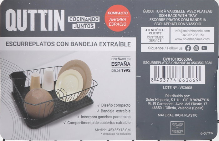 Privilege Escurreplatos con Bandeja 45 cm x 35 cm x 13 cm (6 Unidades)