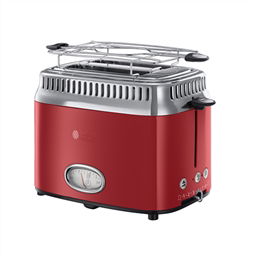 Russell Hobbs 21680-56 Tostador Retro Ribbon Rojo con 2 Rebanadas y Control de Tueste