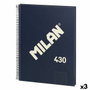 Milán Cuaderno A4 con Espiral Metálica, 80 Hojas Cuadriculadas, Azul Marino