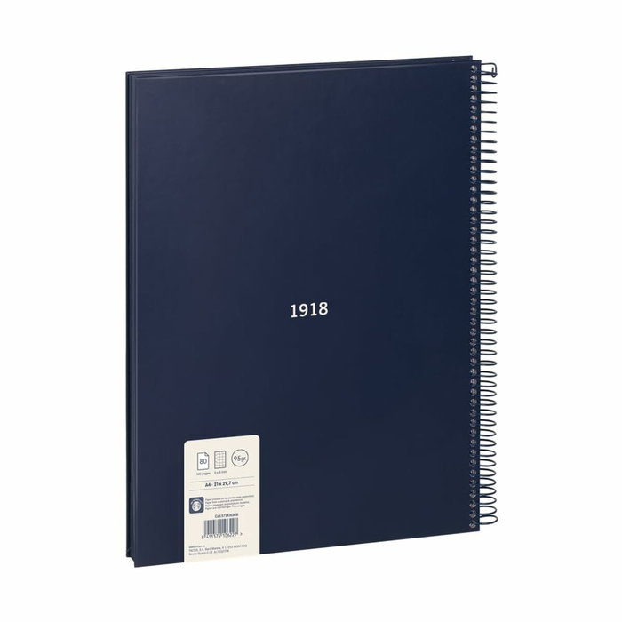 Milán Cuaderno A4 con Espiral Metálica, 80 Hojas Cuadriculadas, Azul Marino Milán Cuaderno A4 con Espiral Metálica, 80 Hojas Cuadriculadas, Azul Marino