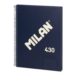 Milán Cuaderno Colección 430 since 1918 A4 con Espiral Metálica Cuadriculado 5x5 mm Azul Marino Tapa Dura 80 Hojas