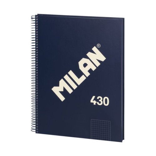 Milán Cuaderno A4 con Espiral Metálica, 80 Hojas Cuadriculadas, Azul Marino Milán Cuaderno A4 con Espiral Metálica, 80 Hojas Cuadriculadas, Azul Marino