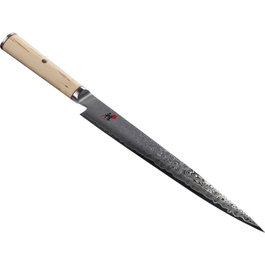 Miyabi 5000MCD Sujihiki 24cm de acero MC63 con mango de madera de abedul de color marrón/plata de 37,4 cm de longitud total de producto
