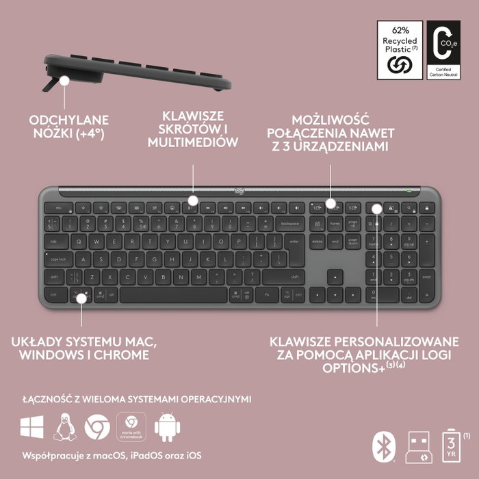 Logitech Signature Slim K950 Inalámbrico Grafito US Intl Logitech Signature Slim K950 Inalámbrico Grafito US Intl