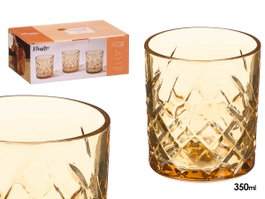 Vivalto Vaso Troquelado 350 ml Ámbar 8,5 x 9,5 cm Vidrio (Set de 24)