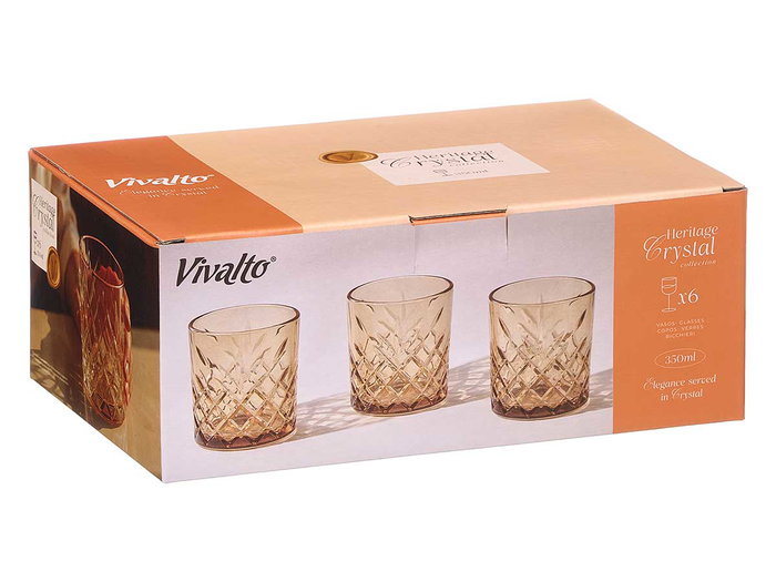 Vivalto Vaso Troquelado 350 ml Ámbar 8,5 x 9,5 cm Vidrio (Set de 24)