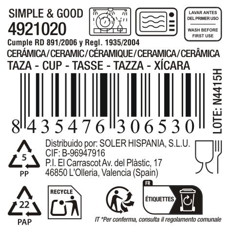 Inde Taza Cafe Expreso 90 cc Ø5.5x6.9 cm (24 Unidades)