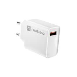 Natec Ribera Cargador USB-A 18W Blanco Carga Rápida Universal