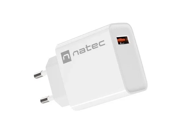 Natec Ribera Cargador de Pared USB-A 18W QC 3.0 Carga Rápida con Quick Charge 3.0 para Interiores - Blanco