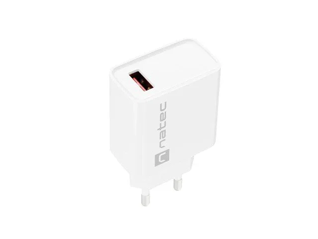 Natec Ribera Cargador de Pared USB-A 18W QC 3.0 Carga Rápida con Quick Charge 3.0 para Interiores - Blanco