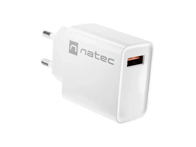 Natec Ribera Cargador de Pared USB-A 18W QC 3.0 Carga Rápida con Quick Charge 3.0 para Interiores - Blanco