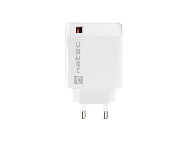 Natec Ribera Cargador de Pared USB-A 18W QC 3.0 Carga Rápida con Quick Charge 3.0 para Interiores - Blanco