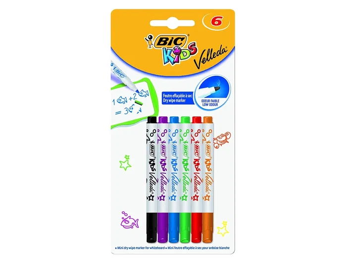 Bic Kids Velleda Rotuladores para Pizarra Colores Surtidos, 6 unidades