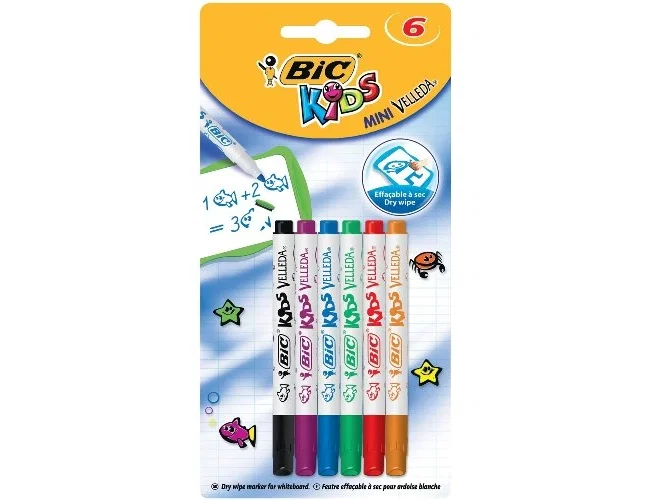 Bic Kids Velleda Rotuladores para Pizarra Colores Surtidos, 6 unidades