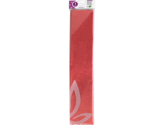 Liderpapel Papel crespon metalizado rojo 50 cm x 2,5 m