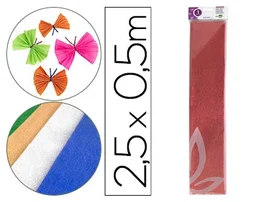Liderpapel Papel crespon metalizado rojo 50 cm x 2,5 m