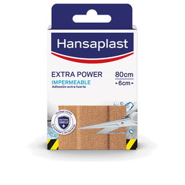 Hansaplast HP EXTRA POWER Apósitos Tira 0,8 x 6 cm, Tela Resistente, Impermeable y Extraflexible, 1 Unidad