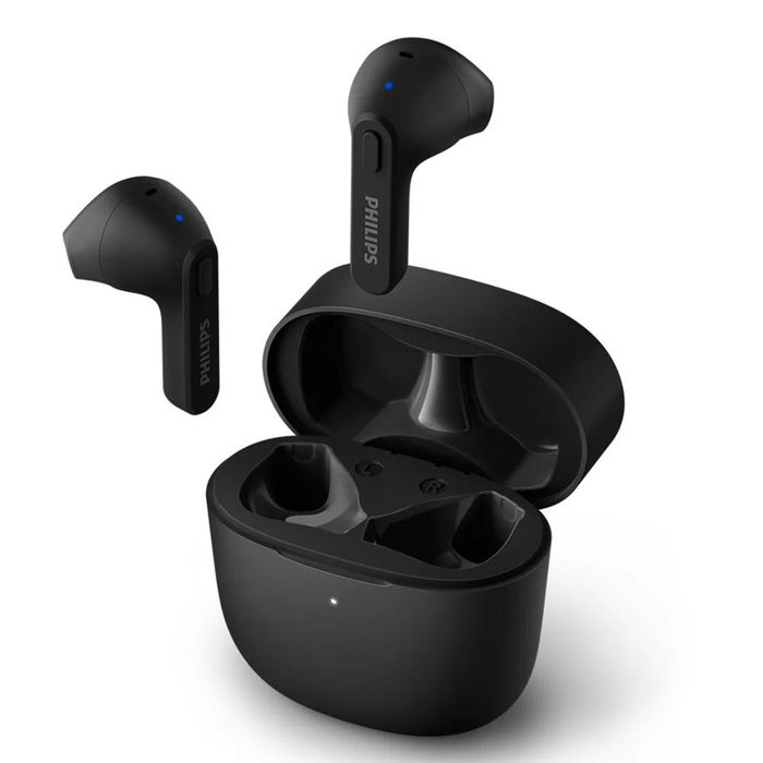 Philips TAT2236BK Auriculares Inalámbricos Bluetooth 5.0 Intrauditivos Abiertos Negros, 6h+12h Batería, Resistencia al Agua IPX4, Carga USB-C, Con Estuche de Carga