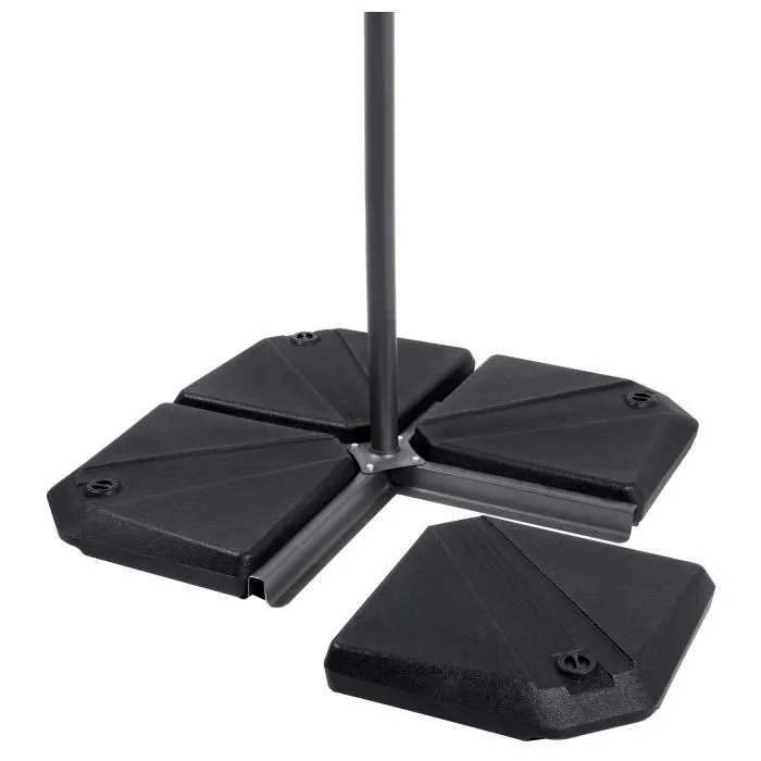 Eda Plastique Lastre de Plástico Rellenable para Parasol Mástil Offset Soporte Seguro UV 16kg Agua 25kg Arena 49x49x8.7cm Gris Antracita