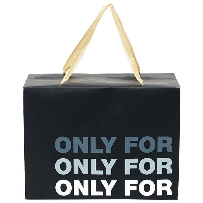 Party Time Caja Regalo Plegable con Asas de Cinta de Tela, Medidas 27x13x20 cm, Modelos Blanco y Negro