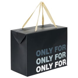 Party Time Caja Regalo Plegable con Asas de Cinta de Tela, Medidas 27x13x20 cm, Modelos Blanco y Negro