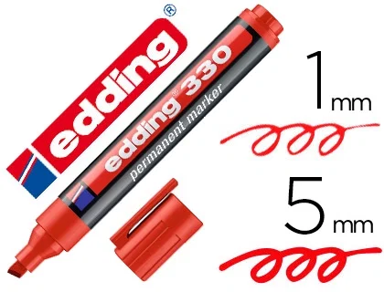 Edding Marcador Permanente 330 Rojo Punta Biselada (Set de 10)