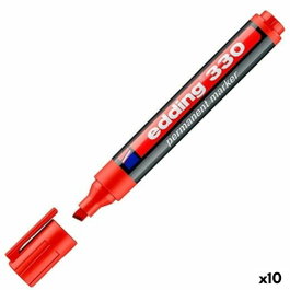 Edding Marcador Permanente 330 Rojo Punta Biselada (Set de 10)