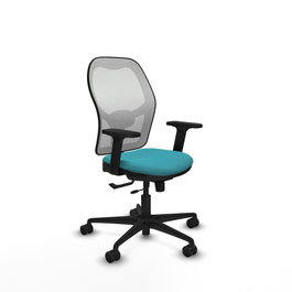 PIQUERAS Y CRESPO Silla de oficina Jorquera con mecanismo Sincro/Traslack, Tela Turquesa y Malla Blanca