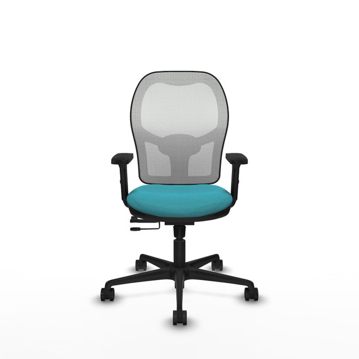 PIQUERAS Y CRESPO Silla de oficina Jorquera con mecanismo Sincro/Traslack, Tela Turquesa y Malla Blanca