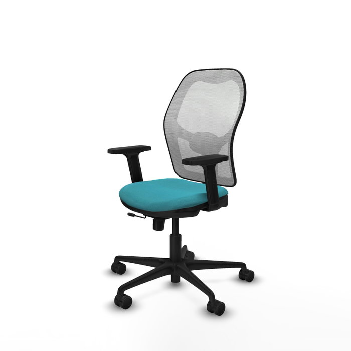 PIQUERAS Y CRESPO Silla de oficina Jorquera con mecanismo Sincro/Traslack, Tela Turquesa y Malla Blanca