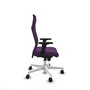 Sillón Albacete con mecanismo Sincro tapizada con Tela color Morado. Equipado con Base poliamida blanca, Brazos 2D y Ruedas 65mm nailon