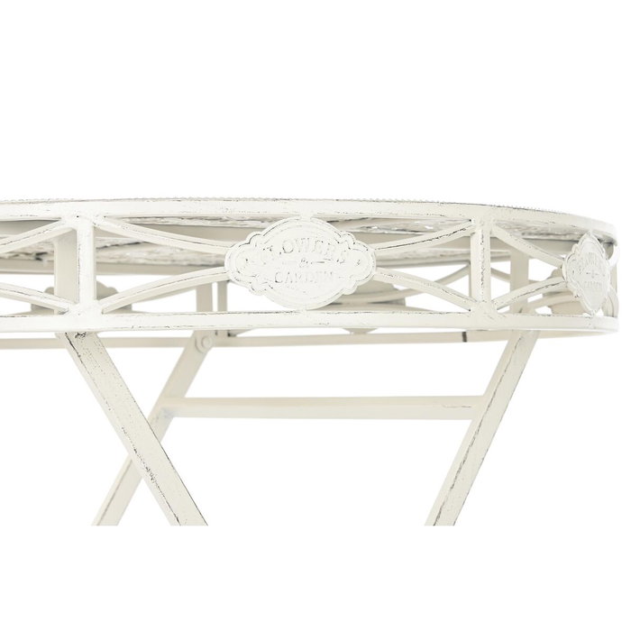 DKD Home Decor Mesa Redonda de Comedor Plegable en Metal Blanco