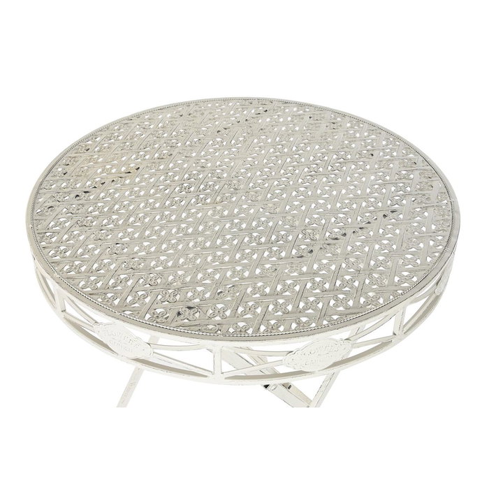 DKD Home Decor Mesa Redonda de Comedor Plegable en Metal Blanco