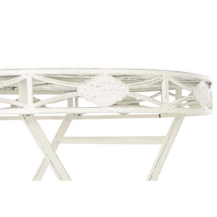 DKD Home Decor Mesa Redonda Comedor Terraza Jardín Blanco Metal Plegable 70 x 73 x 70 cm