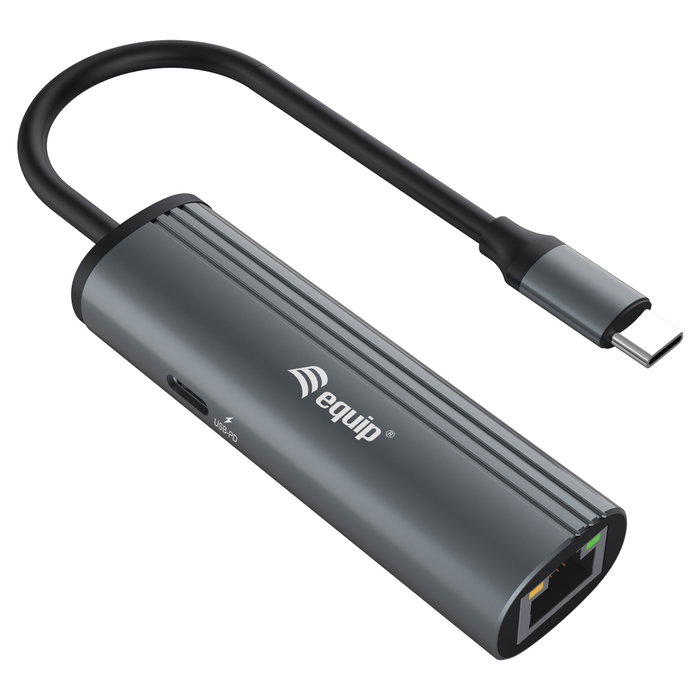 Equip Adaptador USB-C a RJ45 Gigabit y USB PD 100W Gris Equip Adaptador USB-C a RJ45 Gigabit y USB PD 100W Gris