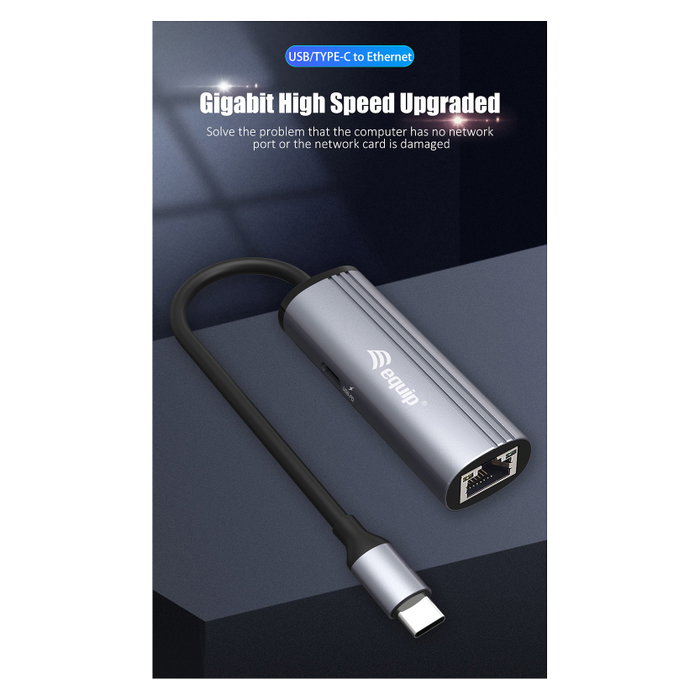 Equip Adaptador USB-C a RJ45 Gigabit y USB PD 100W Gris Equip Adaptador USB-C a RJ45 Gigabit y USB PD 100W Gris