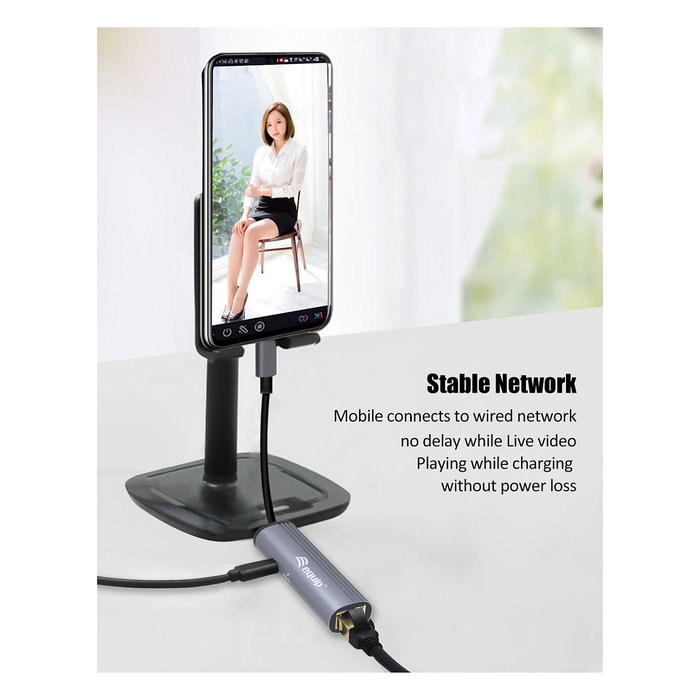 Equip Adaptador USB-C a RJ45 Gigabit y USB PD 100W Gris Equip Adaptador USB-C a RJ45 Gigabit y USB PD 100W Gris