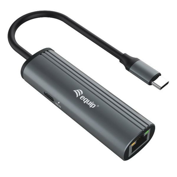 Equip Adaptador USB-C a RJ45 Gigabit y USB PD 100W Gris Equip Adaptador USB-C a RJ45 Gigabit y USB PD 100W Gris