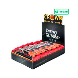 CROWN SPORT NUTRITION Energy Gum Bar Fresa + Cafeina Barrita Gominola 12 x 30 G Vegano