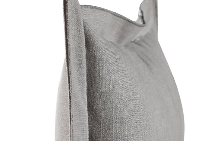 DKD Home Decor Cojín de Lino Gris Claro con Flecos