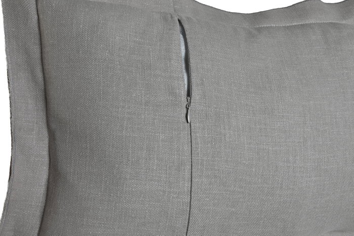 DKD Home Decor Cojín de Lino Gris Claro con Flecos