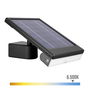 Edm Aplique Solar LED 6W 720lm 6500K con Sensor Crepuscular y Movimiento, Luz Fría, Negro, Extraíble, IP65