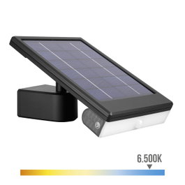 Edm Aplique solar LED negro con punto de luz extraíble y sensor de movimiento