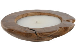 DKD Home Decor Vela de Cera de Parafina y Teca Natural Reutilizable