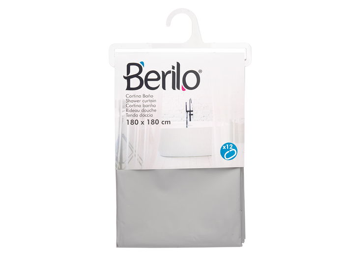 Berilo Cortina Baño Transparente Gris 180x180 cm (Set de 12)