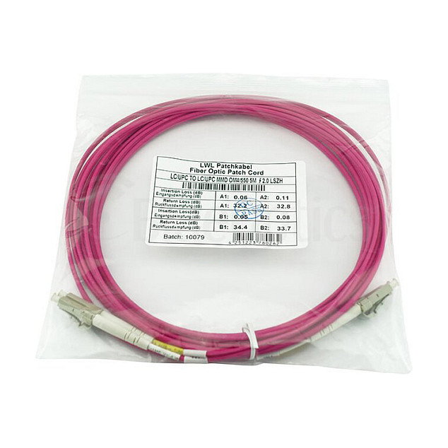 BlueOptics Cable de Fibra Óptica LC/LC OM4 Multimodo 5m Magenta